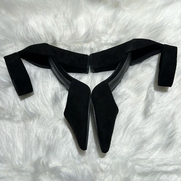 Black Suede Ankle Strap Platform Heels Size 7.  B78 - Picture 7 of 10